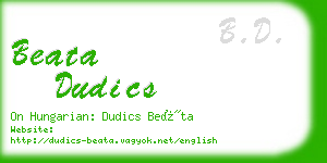 beata dudics business card